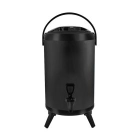 SOGA 8L Stainless Steel Insulated Milk Tea Barrel Hot and Cold Beverage Dispenser Container with Faucet Black