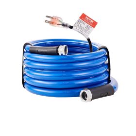 VEVOR 15ft Heated Water Hose for RV, Heated Drinking Water Hose Antifreeze to -45°F, Automatic Self-regulating, 5/8" I.D. with 3/4" GHT Adapter