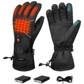 Winter Heated Gloves for Men Women 3000mAh Rechargeable Electric Gloves Waterproof Windproof Touchscreen PU Polyester Gloves With 3 Heated Levels for