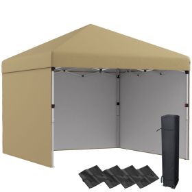 Outsunny 10' x 10' Pop Up Canopy Tent with 3 Sidewalls, Leg Weight Bags and Carry Bag, Height Adjustable, Instant Party Tent Event Shelter Gazebo for