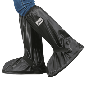 Waterproof Rain Boot Shoe Cover with reflector (Color: Black, size: L)