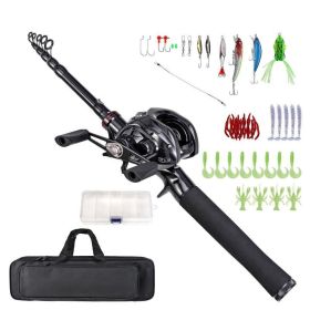 Portable Telescopic Fishing Rod Set for Outdoor (type: L-2.1 m, Color: Black)