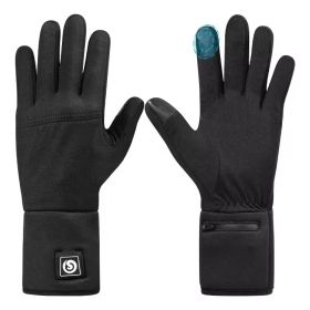 Electric Ski Gloves Liner Polyester Waterproof Hand Warmer Full Finger Heated Gloves For Men And Women (Color: Black, size: M)