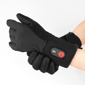 Windproof Water-resistant Indoor Outdoor Thermal Grip Heating Rechargeable Battery Powered Ski Heated Gloves (Color: Black, size: M)