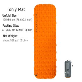 Naturehike Inflatable Mattress Ultralight Waterproof Compact Air Mat Single Sleeping Pad Travel Folding Bed Portable Camping Mat (Color: Orange-only Mat)