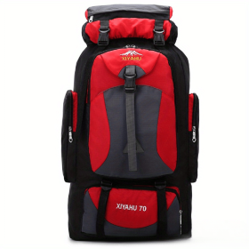 70L Hiking Camping Backpack, Hunting Climbing Backpack for Outdoor, Backpack Water Resistant, Tactical Backpack (Color: Red)